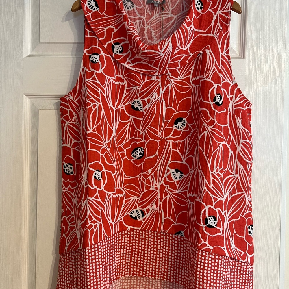 Habitat Red and White Asymmetrical Sleeveless Tank Top